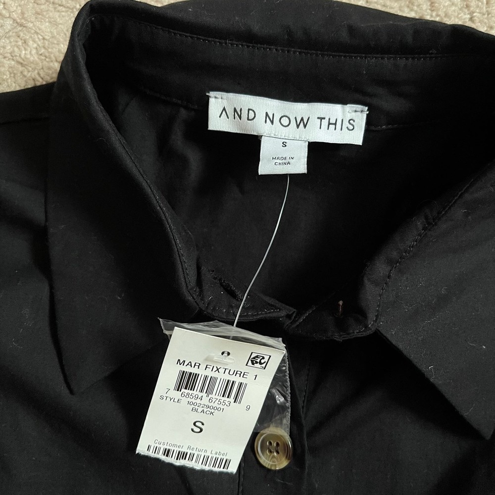 NWT And Now This Black scrunched dress with buttons size small - Picture 2 of 3
